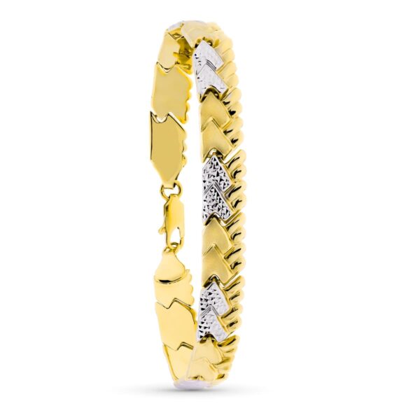 18K PULSERA ORO BICOLOR ESTAMPACION 19 CM