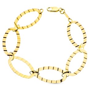 18K PULSERA ORO AMARILLO ESLABONES CON ONDAS 20 CM CIERRE MOSQUETÓN