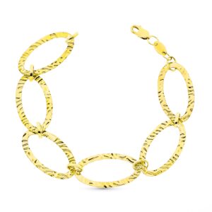 18K PULSERA ORO AMARILLO ESLABONES LABRADOS. 20 CM CIERRE MOSQUETÓN