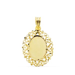 18K COLGANTE CHAPA ORO AMARILLLO CERCO CALADO 28X21 MM
