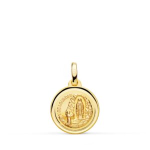 18K MEDALLA VIRGEN DE LOURDES 14 MM BISEL