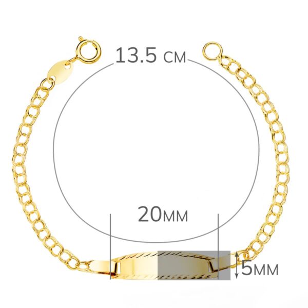 18K ESCLAVA BEBE ORO AMARILLO HUNGARINA CHAPA BRILLO TALLADA 20X5 MM 13.5 CM - Imagen 2