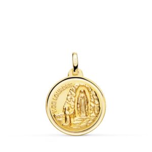18K MEDALLA VIRGEN DE LOURDES 18 MM BISEL