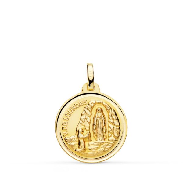 18K MEDALLA VIRGEN DE LOURDES 18 MM BISEL