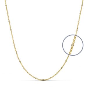 18K CADENA ORO AMARILLO MACIZA DIAMANTADA 50 CM 1.5 MM