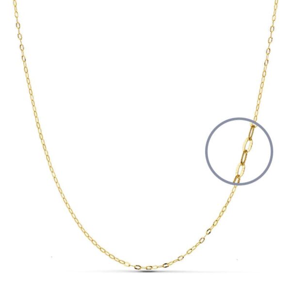 18K CADENA ORO AMARILLO ESLABONES OVALES TALLADOS. ANCHO: 1MM LARGO: 50 CM