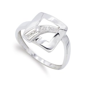 18K SORTIJA ORO BLANCO CUADRADO CON CIRCONITAS