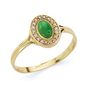 18K SORTIJA PIEDRA VERDE MOTIVO 9X7 MM