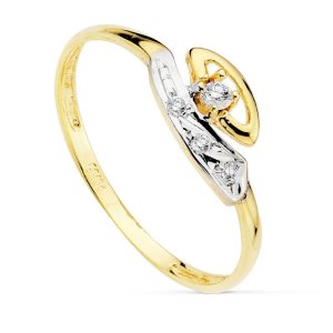 18K SORTIJA COMUNION BICOLOR CIRCONITAS