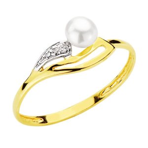 18K SORTIJA BICOLOR PERLA 4 MM