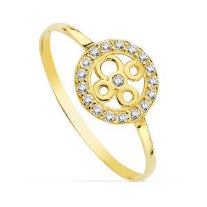 18K SORTIJA CIRCONITAS REDONDA 9 MM