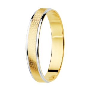 18K ALIANZA ORO BICOLOR ESTRIAS Y BORDES EN BRILLO ANCHO: 3.5 MM.