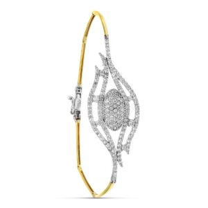 18K PULSERA ORO BICOLOR CON  CIRCONITAS 19.5 CM
