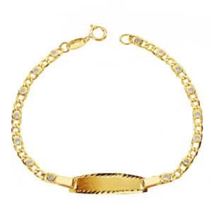 18K PULSERA ORO AMARILLO ESCLAVA CIRCONITAS 14CM 2.5 MM