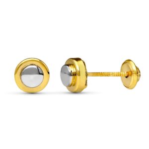 18K PENDIENTES ORO BICOLOR REDONDOS 6 MM