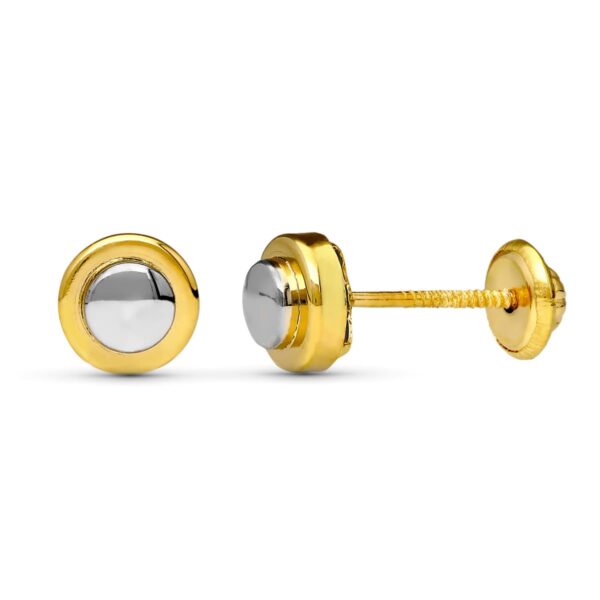 18K PENDIENTES ORO BICOLOR REDONDOS 6 MM