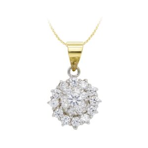 18K COLGANTE ORO AMARILLO CUAJO CIRCONITAS 11X11 MM