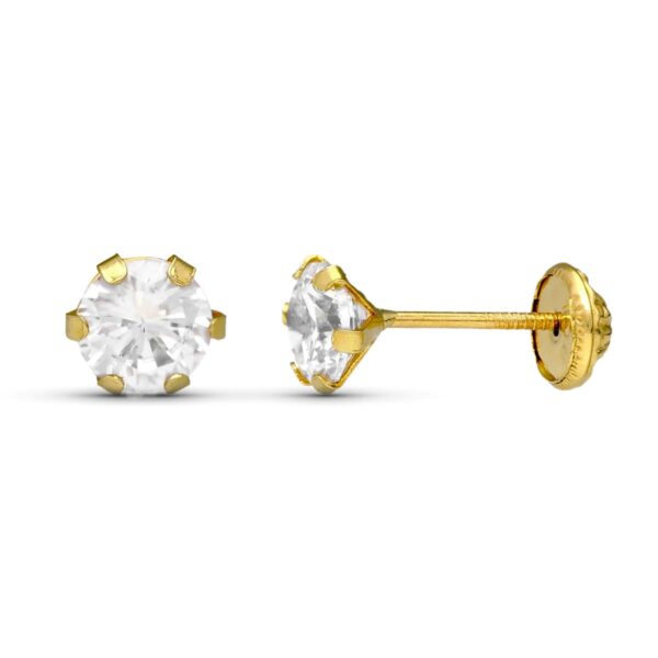 18K PENDIENTES ORO AMARILLO CIRCONITAS GARRAS 5X5 MM