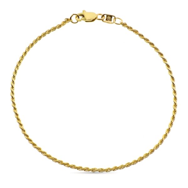 18K PULSERA ORO AMARILLO CORDON SALOMONICO ANCHO 1.5 MM 20 CM