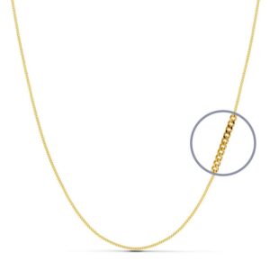18K CADENA ORO AMARILLO MACIZA BARBADA 60 CM 1 MM