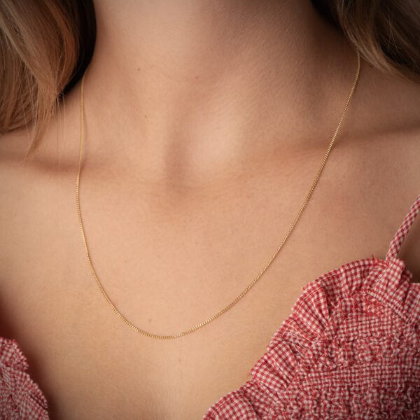 18K CADENA ORO AMARILLO MACIZA BARBADA 50 CM 1 MM - Imagen 2