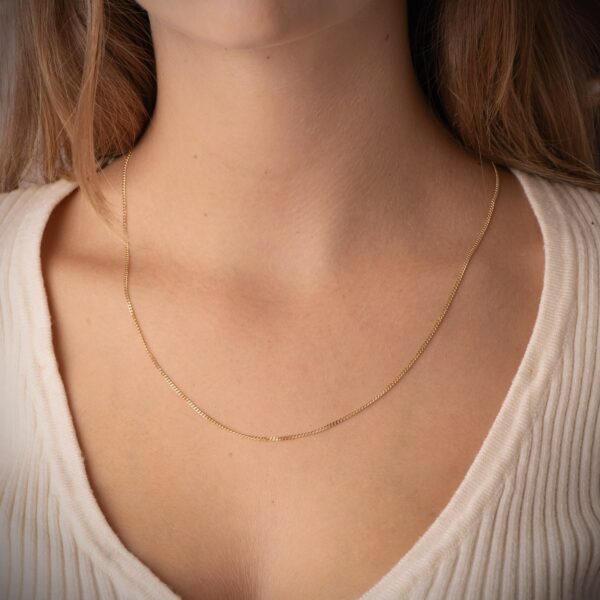 18K CADENA ORO AMARILLO MACIZA BARBADA 50 CM ANCHO 1.2 MM - Imagen 2