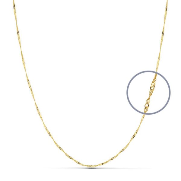 18K CADENA ORO AMARILLO MACIZA SINGAPUR 50 CM 1 MM