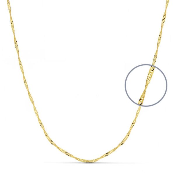 18K CADENA ORO AMARILLO MACIZA SINGAPUR 50 CM 1.5 MM