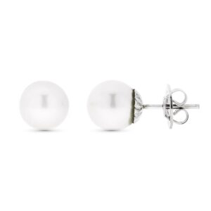 18K PENDIENTES ORO BLANCO Y PERLA AUSTRALIANA 9 MM