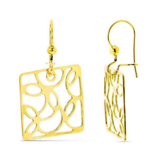18K PENDIENTES CUADRADOS ORO AMARILLO CALADOS