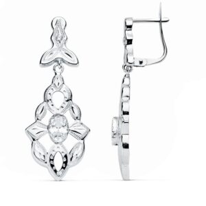 18K PENDIENTES ORO BLANCO CUBANAS 38X14 MM