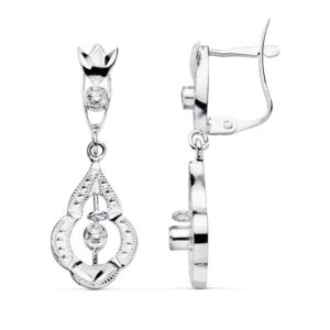 18K PENDIENTES CUBANAS ORO BLANCO 29X10 MM