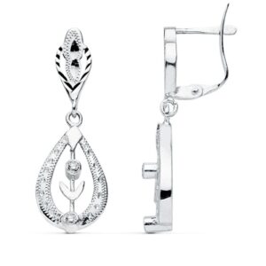 18K PENDIENTES CUBANAS ORO BLANCO 29X10 MM
