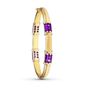 18K PULSERA ORO AMARILLO RIGIDA 4 PIEDRAS 19 CM