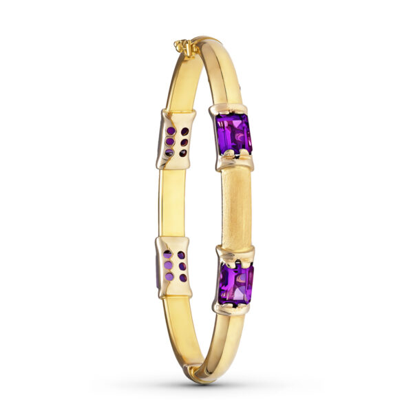 18K PULSERA ORO AMARILLO RIGIDA 4 PIEDRAS 19 CM