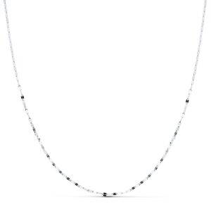 18K CADENA MACIZA ORO BLANCO DIAMANTADA 45 CM 1.2 MM