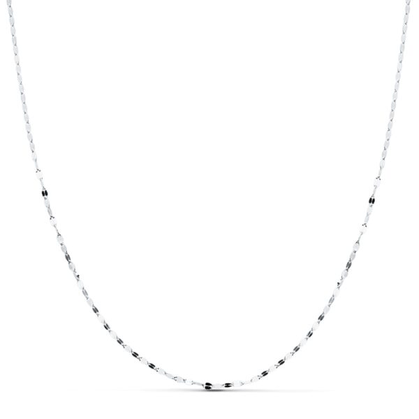 18K CADENA MACIZA ORO BLANCO DIAMANTADA 45 CM 1.2 MM