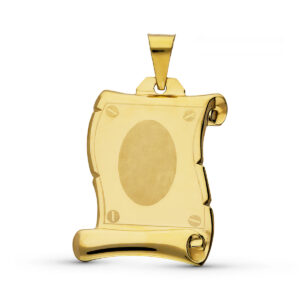 18K COLGANTE CHAPA ORO AMARILLO PERGAMINO 28X20 MM
