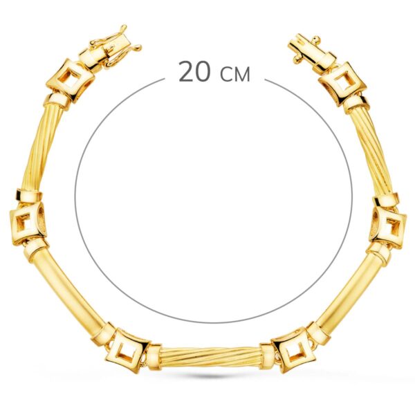 18K PULSERA ORO AMARILLO ESLABONES Y CUADRADOS ANCHO 8 MM LARGO 20 CM - Imagen 2