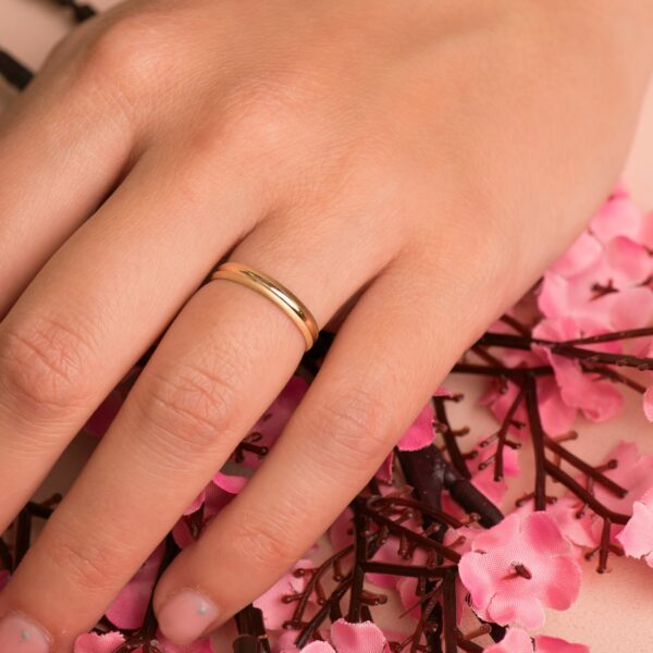 18K ALIANZA ORO AMARILLO MATE Y BRILLO 3 MM - Imagen 3