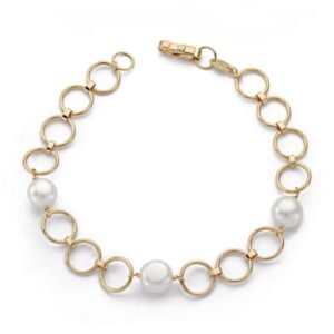18K PULSERA COMUNION PERLA CULTIVADA REDONDA 18CM