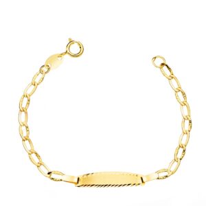 18K ESCLAVA BEBÉ ORO AMARILLO BILBAO CHAPA MATE TALLADA 19X4 MM 12 CM