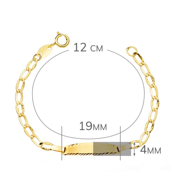 18K ESCLAVA BEBÉ ORO AMARILLO BILBAO CHAPA MATE TALLADA 19X4 MM 12 CM - Imagen 2