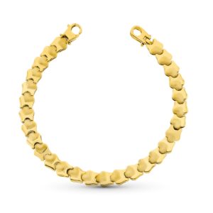 18K PULSERA ORO AMARILLO CORAZONES MATE Y BRILLO 19 CM