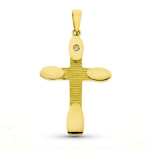 18K CRUZ ORO AMARILLO CIRCONITAS 34X22 MM