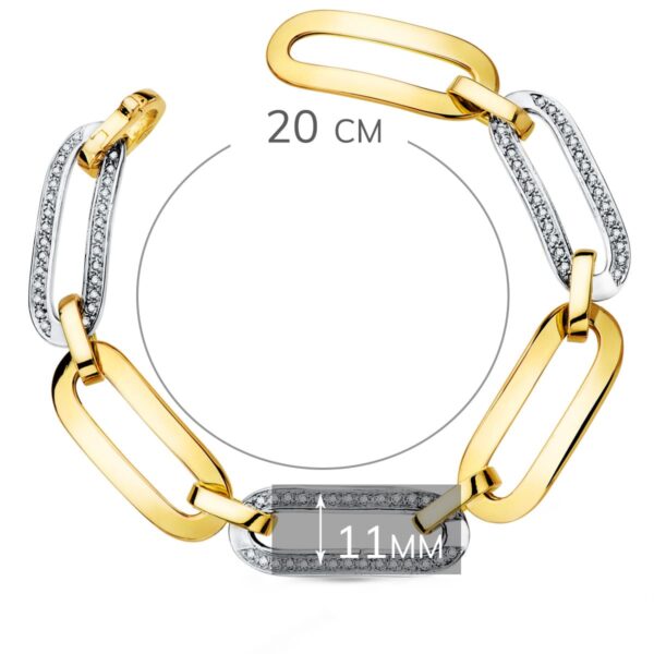 18K PULSERA ORO BICOLOR ESLABONES REDONDOS ANCHO 11 MM LARGO 20 CM - Imagen 2