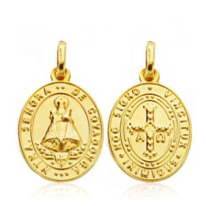 18K MEDALLA ESCAPULARIO VIRGEN COVADONGA Y CRUZ DE LA VICTORIA 20X14 MM