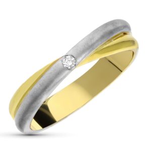 18K SORTIJA ORO BICOLOR BRILLANTE BICOLOR 0.03  QTS.
