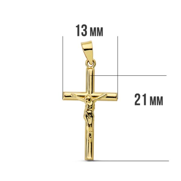 18K CRUZ CON CRISTO REDONDA 21X13 MM - Imagen 2