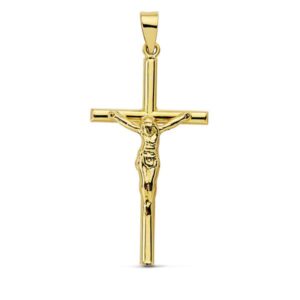 18K CRUZ CON CRISTO HUECA 32X16 MM